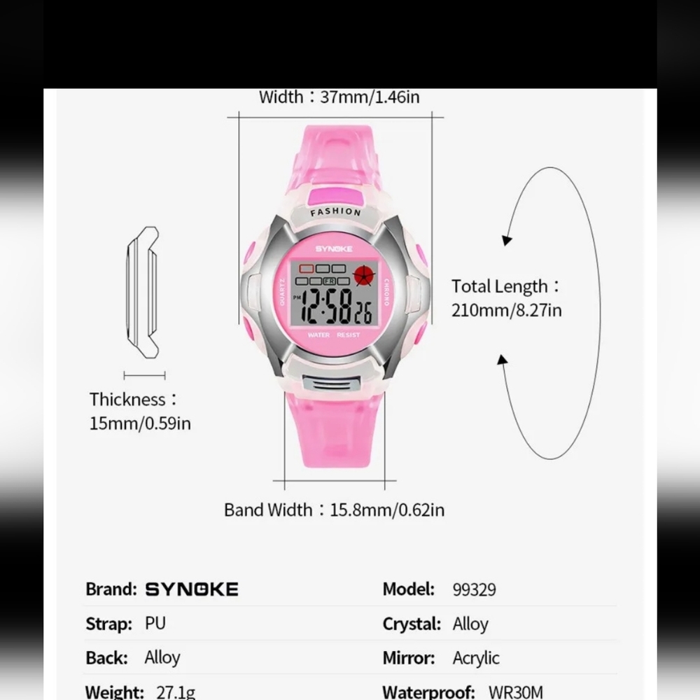 Pink  LED Digital Watch - Picture 8 of 10